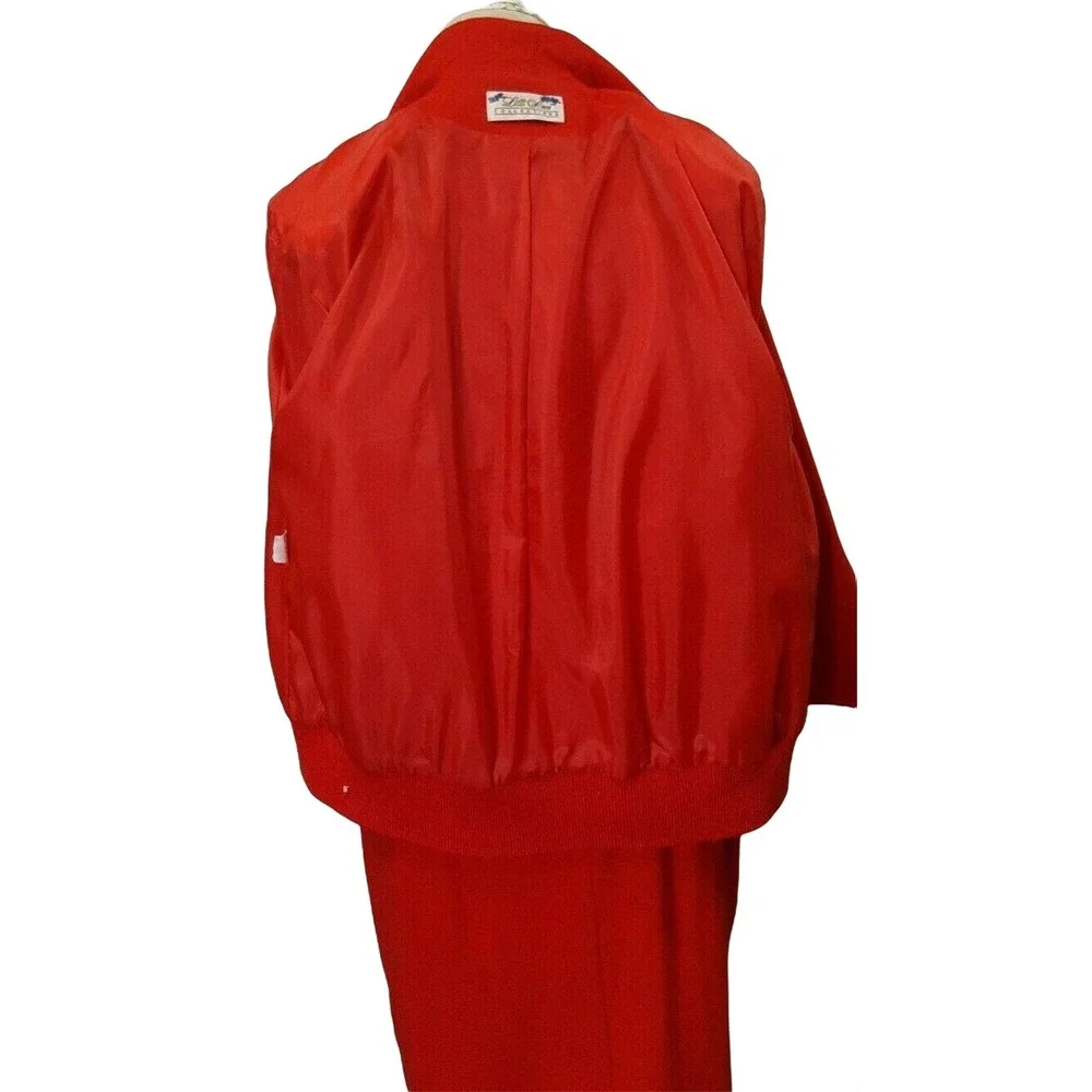 Lilli Ann Skirt Suit Womens M Red 80s Vintage Bomber Jacket Pencil Skirt ILGWU